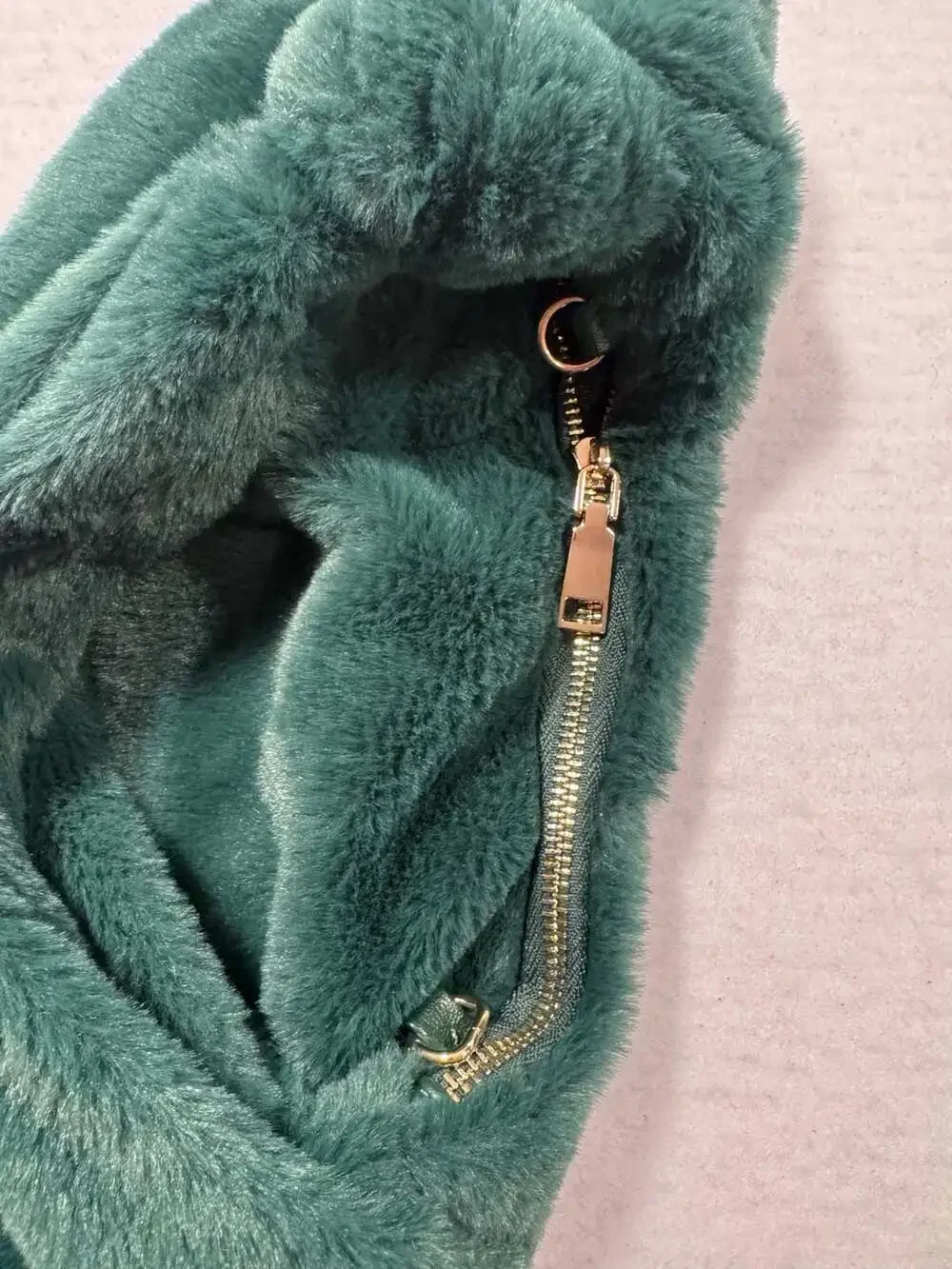 Urban Expressions Teal Green Faux Fur Knot Handle Hobo Bag